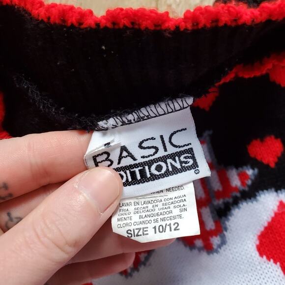 Vintage Fairy Kei Kawaii Kitty Kitten Cat Red Black White Sweater Kids Childrens - Picture 5 of 10